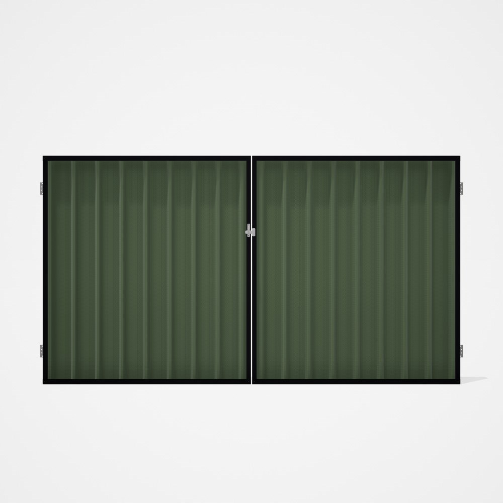 Good Neighbour® Superdek® Double Gate Standard .32 BMT 1.8m High Sheet: Mist Green, Frame: Gun Metal