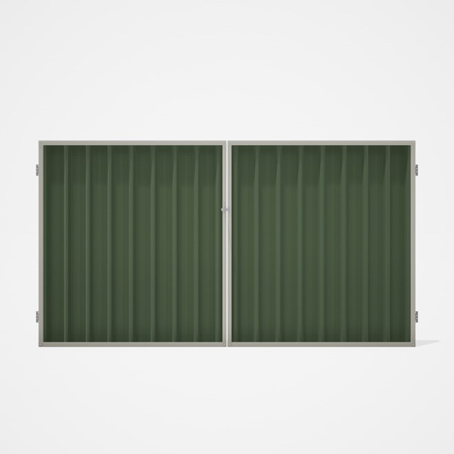 Good Neighbour® Superdek® Double Gate Standard .32 BMT 1.8m High Sheet: Mist Green, Frame: Off White