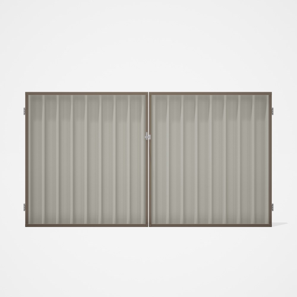 Good Neighbour® Superdek® Double Gate Standard .32 BMT 1.8m High Sheet: Off White, Frame: Beige