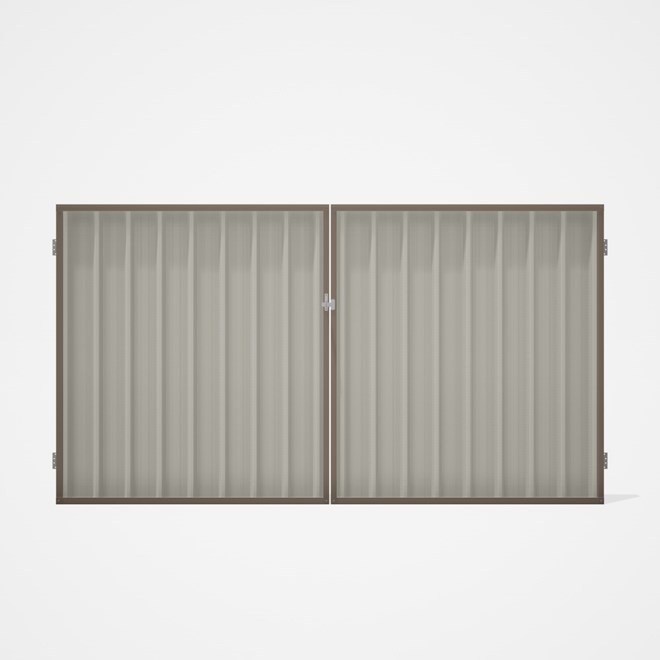 Good Neighbour® Superdek® Double Gate Standard .32 BMT 1.8m High Sheet: Off White, Frame: Beige