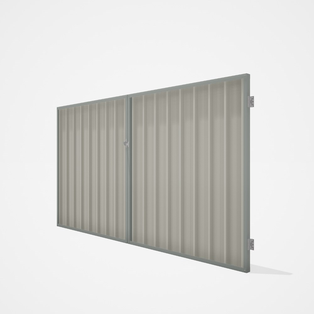 Good Neighbour® Superdek® Double Gate Standard .32 BMT 1.8m High Sheet: Off White, Frame: Gull Grey