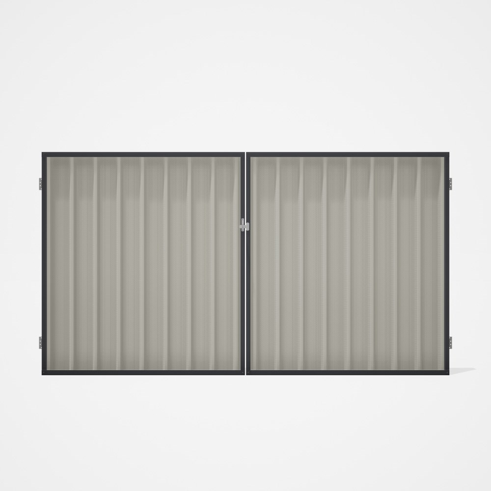 Good Neighbour® Superdek® Double Gate Standard .32 BMT 1.8m High Sheet: Off White, Frame: Granite