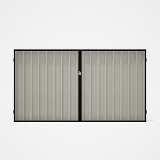 Good Neighbour® Superdek® Double Gate Standard .32 BMT 1.8m High Sheet: Off White, Frame: Gun Metal 