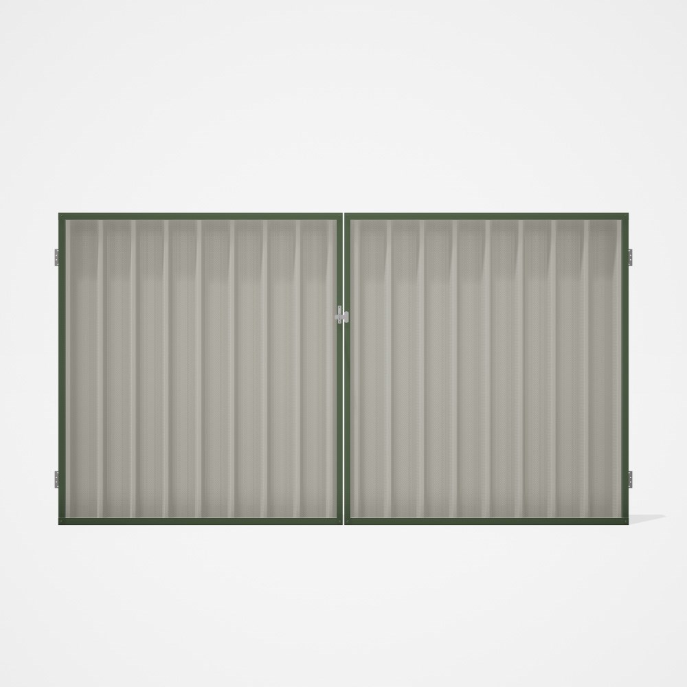 Good Neighbour® Superdek® Double Gate Standard .32 BMT 1.8m High Sheet: Off White, Frame: Mist Green