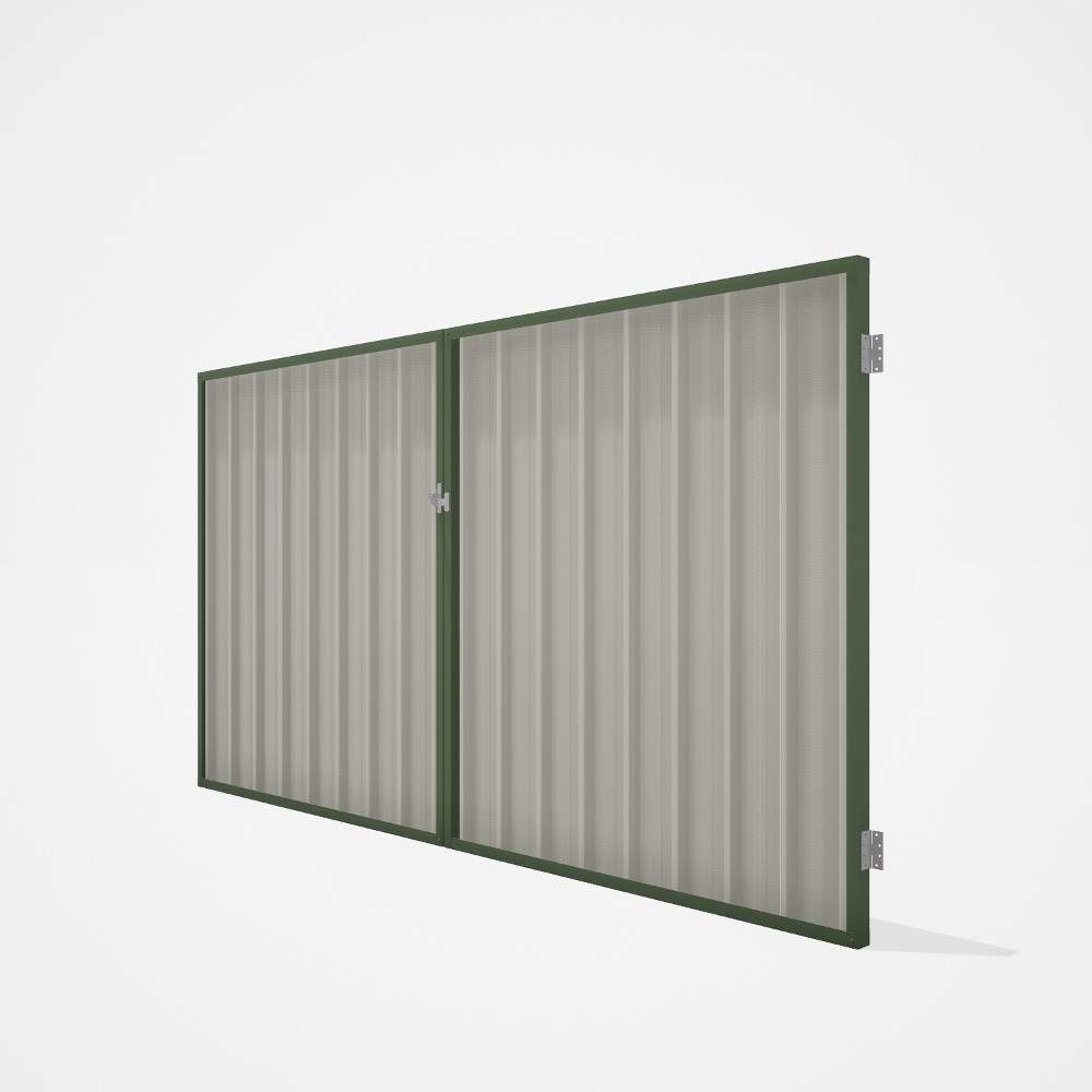 Good Neighbour® Superdek® Double Gate Standard .32 BMT 1.8m High Sheet: Off White, Frame: Mist Green