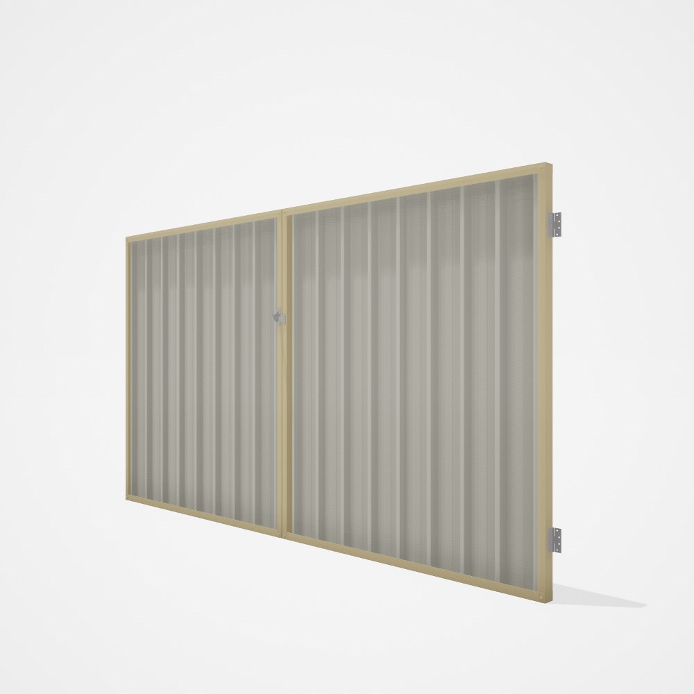 Good Neighbour® Superdek® Double Gate Standard .32 BMT 1.8m High Sheet: Off White, Frame: Primrose