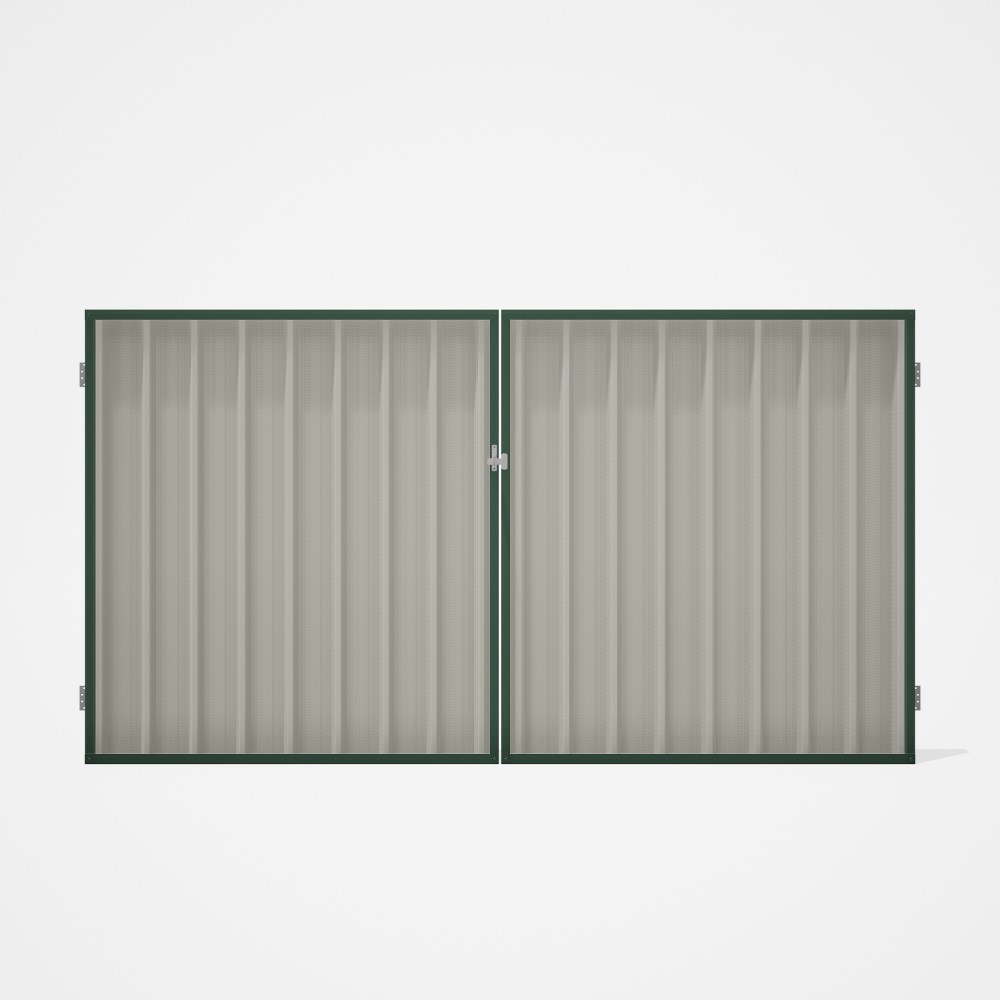 Good Neighbour® Superdek® Double Gate Standard .32 BMT 1.8m High Sheet: Off White, Frame: Rivergum