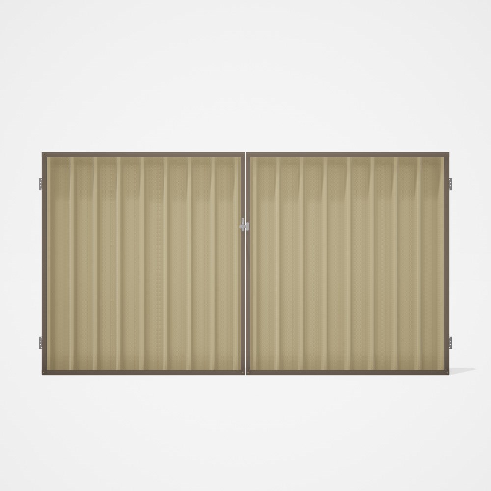 Good Neighbour® Superdek® Double Gate Standard .32 BMT 1.8m High Sheet: Primrose, Frame: Beige