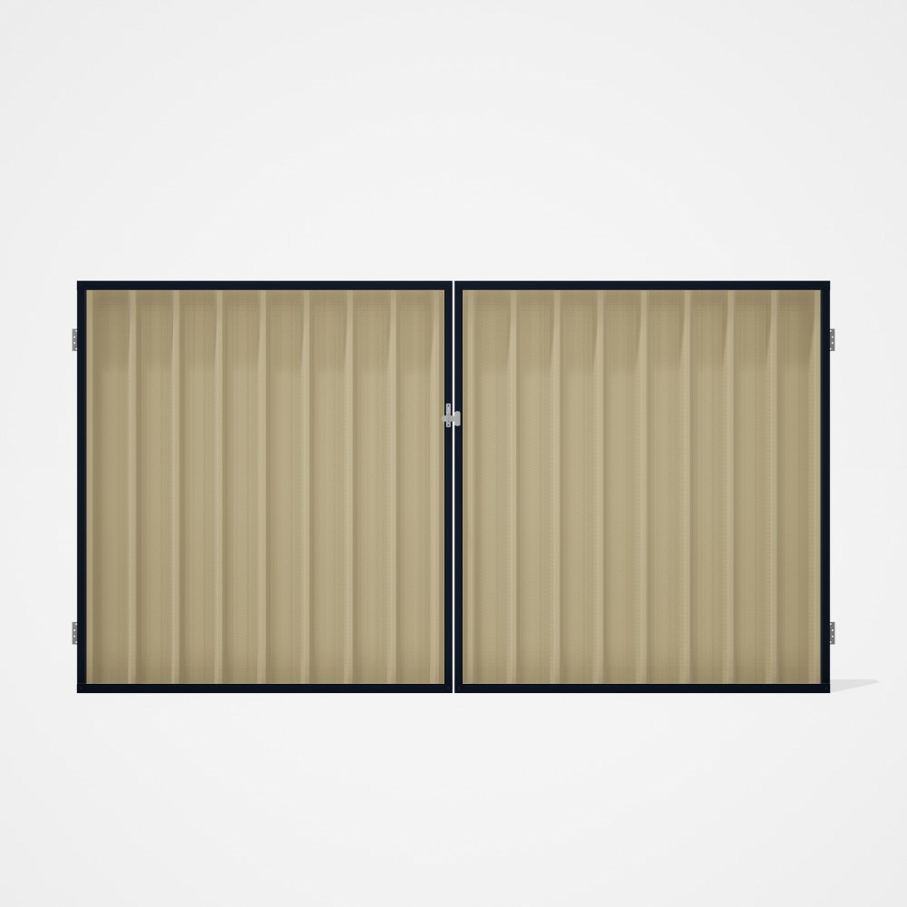 Good Neighbour® Superdek® Double Gate Standard .32 BMT 1.8m High Sheet: Primrose, Frame: Dark Stone