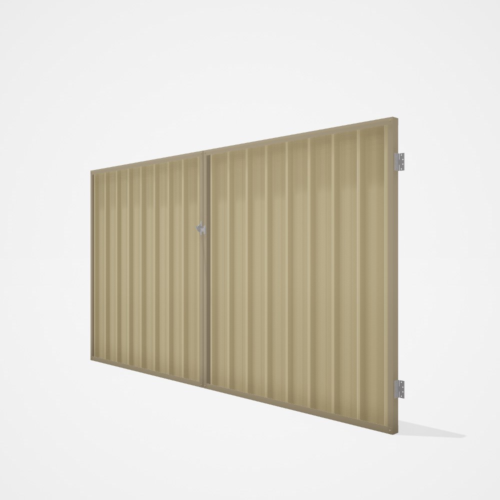 Good Neighbour® Superdek® Double Gate Standard .32 BMT 1.8m High Sheet: Primrose, Frame: Merino