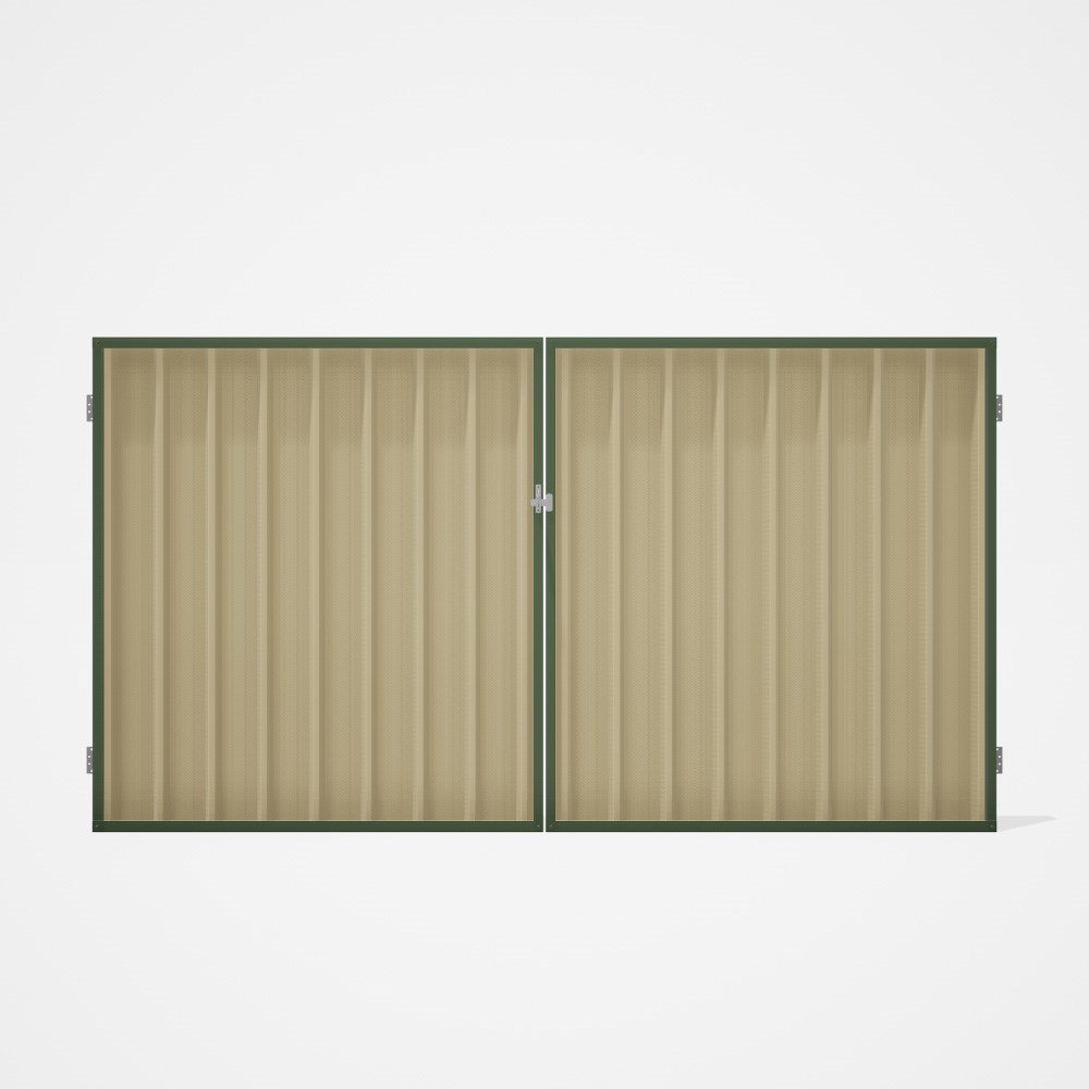 Good Neighbour® Superdek® Double Gate Standard .32 BMT 1.8m High Sheet: Primrose, Frame: Mist Green