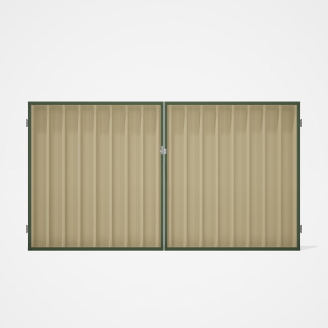Good Neighbour® Superdek® Double Gate Standard .32 BMT 1.8m High Sheet: Primrose, Frame: Mist Green