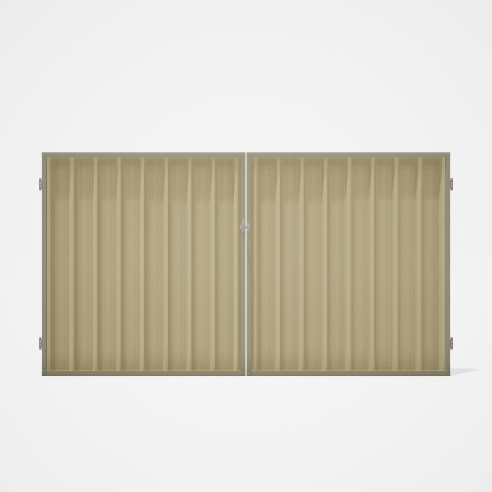 Good Neighbour® Superdek® Double Gate Standard .32 BMT 1.8m High Sheet: Primrose, Frame: Moss Vale S