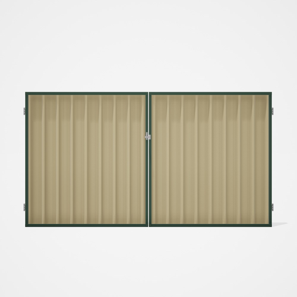 Good Neighbour® Superdek® Double Gate Standard .32 BMT 1.8m High Sheet: Primrose, Frame: Rivergum