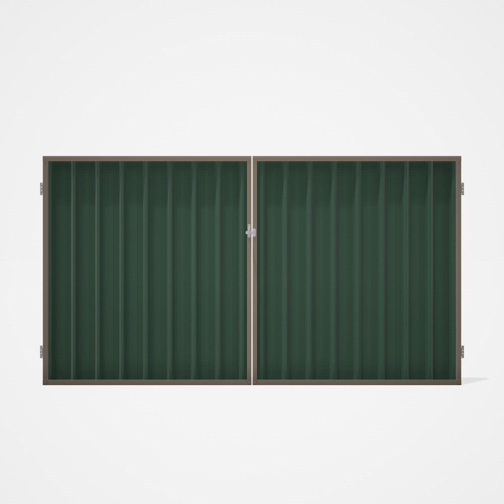 Good Neighbour® Superdek® Double Gate Standard .32 BMT 1.8m High Sheet: Rivergum, Frame: Beige