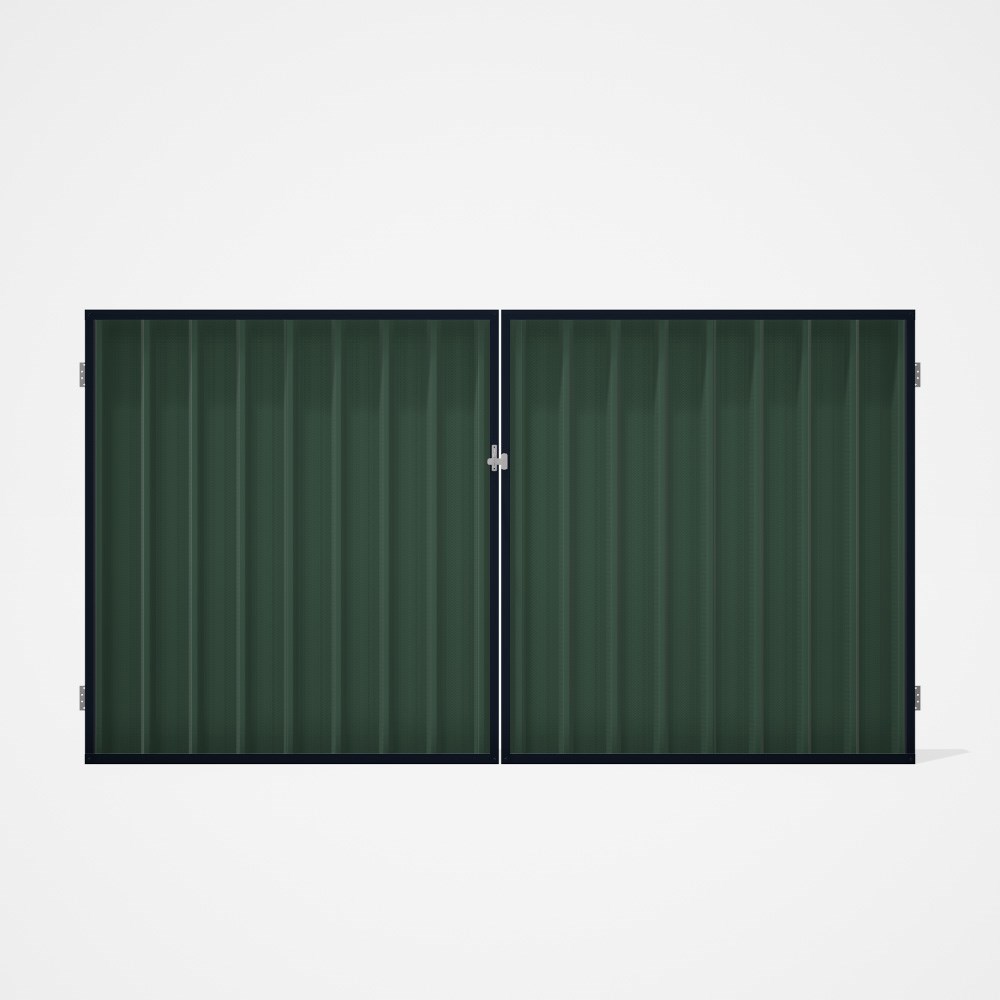 Good Neighbour® Superdek® Double Gate Standard .32 BMT 1.8m High Sheet: Rivergum, Frame: Dark Stone