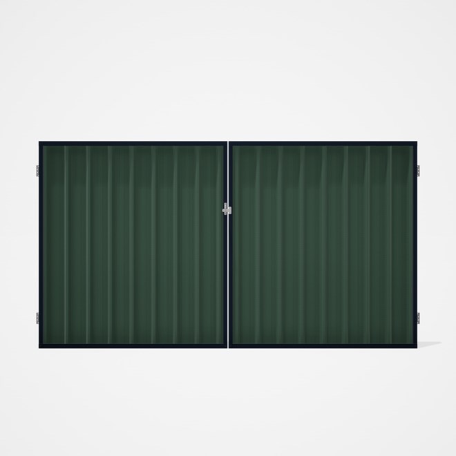 Good Neighbour® Superdek® Double Gate Standard .32 BMT 1.8m High Sheet: Rivergum, Frame: Dark Stone