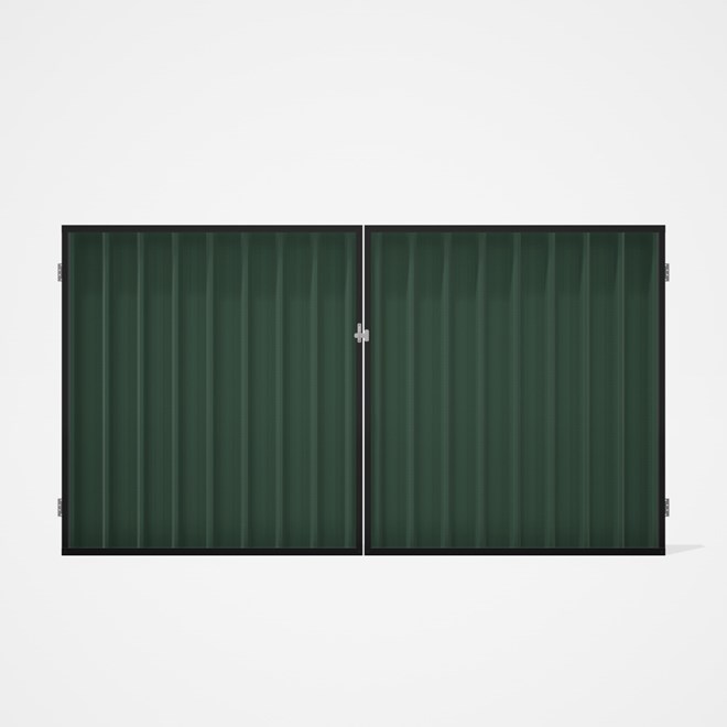 Good Neighbour® Superdek® Double Gate Standard .32 BMT 1.8m High Sheet: Rivergum, Frame: Ebony