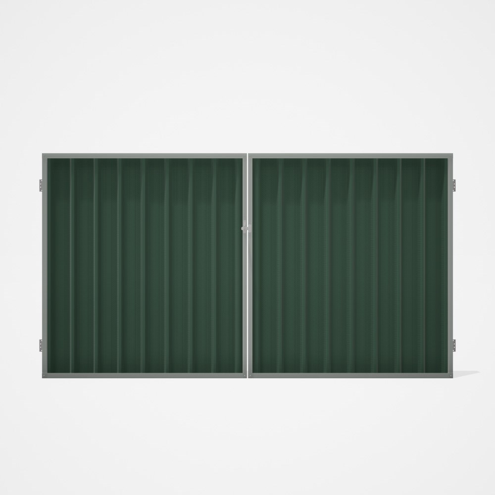 Good Neighbour® Superdek® Double Gate Standard .32 BMT 1.8m High Sheet: Rivergum, Frame: Gull Grey