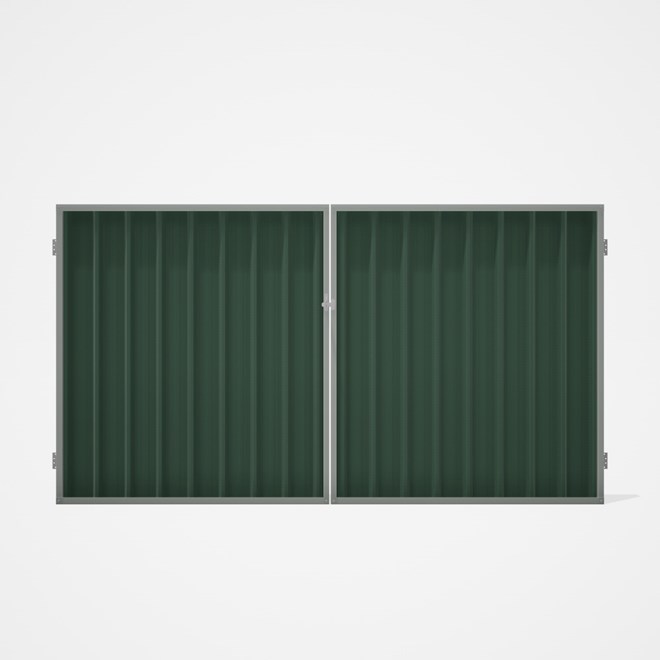 Good Neighbour® Superdek® Double Gate Standard .32 BMT 1.8m High Sheet: Rivergum, Frame: Gull Grey