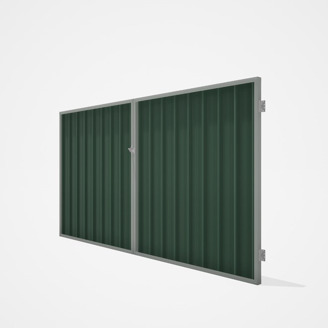 Good Neighbour® Superdek® Double Gate Standard .32 BMT 1.8m High Sheet: Rivergum, Frame: Gull Grey