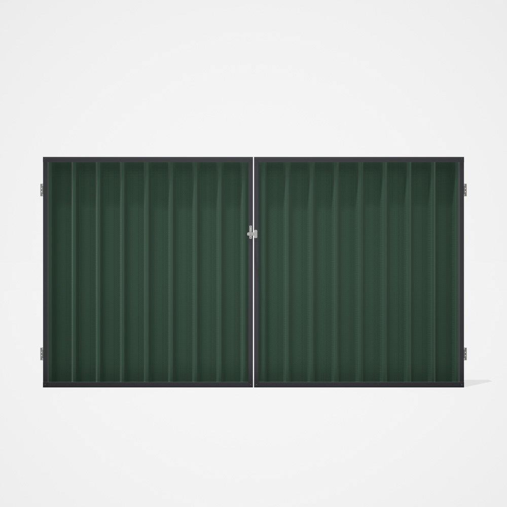Good Neighbour® Superdek® Double Gate Standard .32 BMT 1.8m High Sheet: Rivergum, Frame: Granite