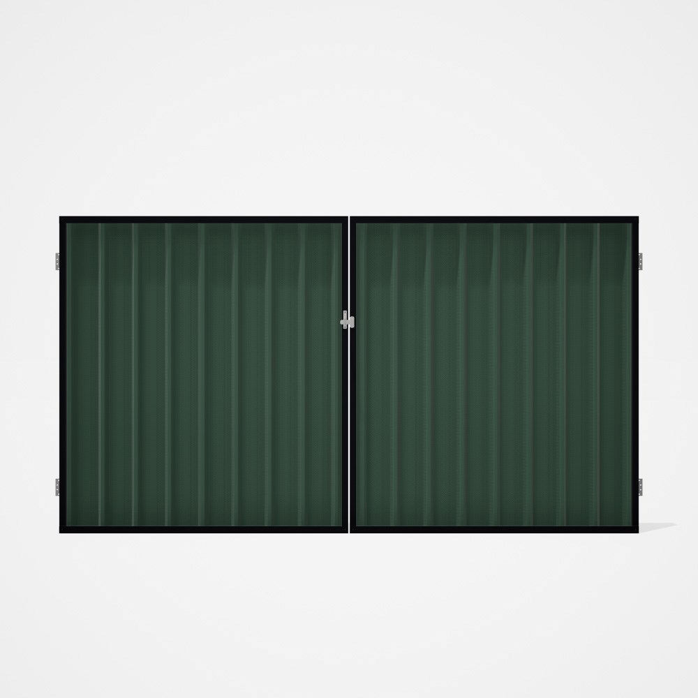 Good Neighbour® Superdek® Double Gate Standard .32 BMT 1.8m High Sheet: Rivergum, Frame: Gun Metal G