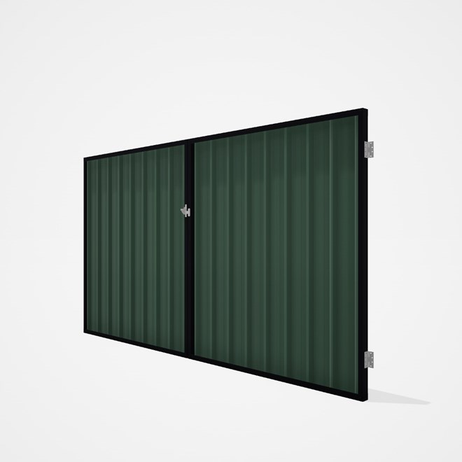 Good Neighbour® Superdek® Double Gate Standard .32 BMT 1.8m High Sheet: Rivergum, Frame: Gun Metal G