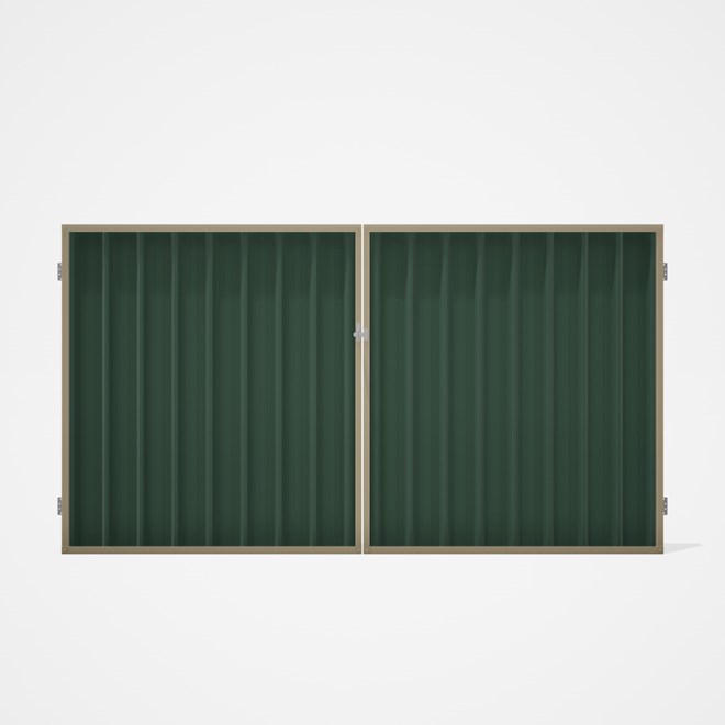 Good Neighbour® Superdek® Double Gate Standard .32 BMT 1.8m High Sheet: Rivergum, Frame: Merino
