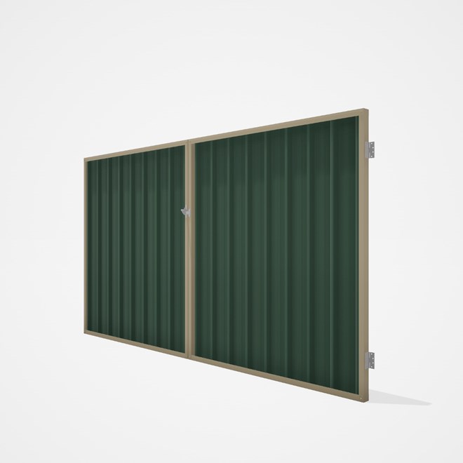Good Neighbour® Superdek® Double Gate Standard .32 BMT 1.8m High Sheet: Rivergum, Frame: Merino