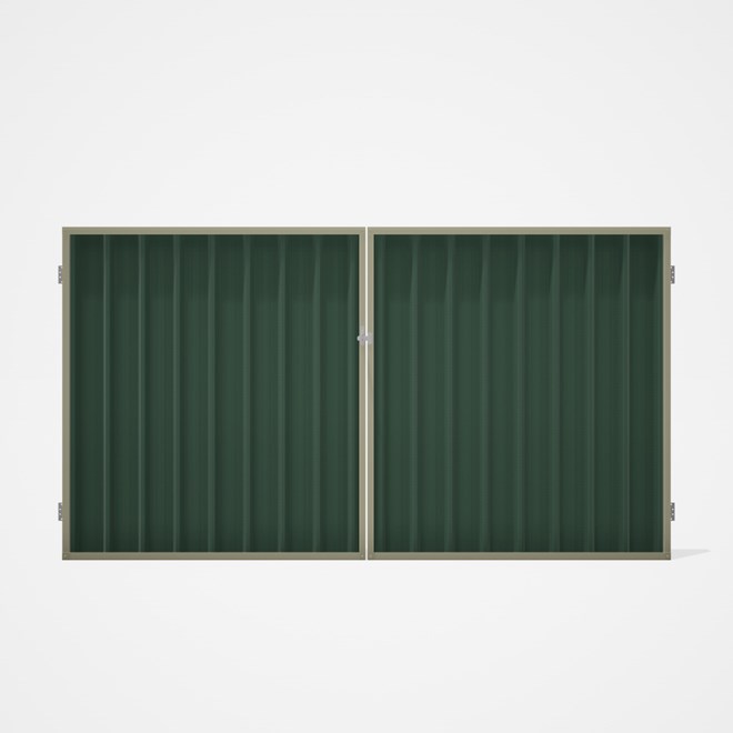 Good Neighbour® Superdek® Double Gate Standard .32 BMT 1.8m High Sheet: Rivergum, Frame: Moss Vale S