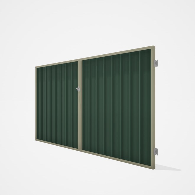 Good Neighbour® Superdek® Double Gate Standard .32 BMT 1.8m High Sheet: Rivergum, Frame: Moss Vale S