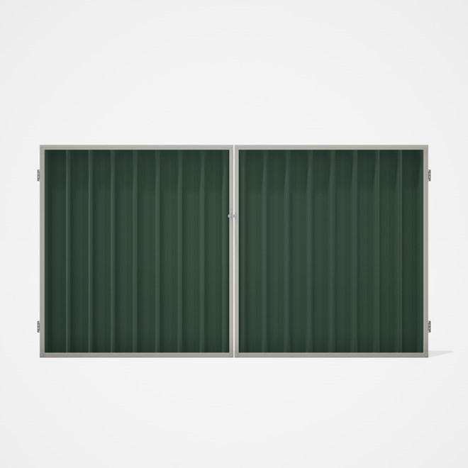 Good Neighbour® Superdek® Double Gate Standard .32 BMT 1.8m High Sheet: Rivergum, Frame: Off White
