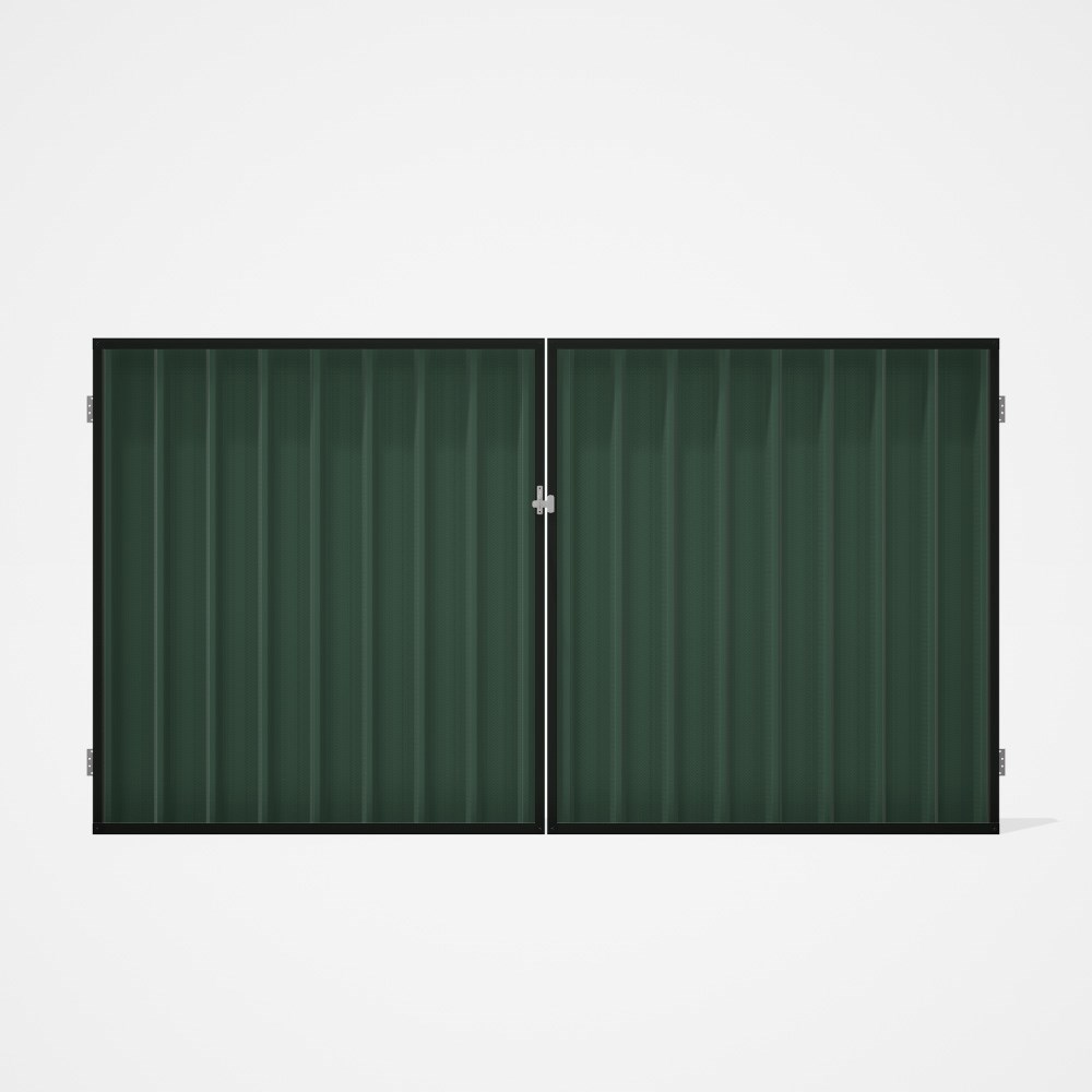 Good Neighbour® Superdek® Double Gate Standard .32 BMT 1.8m High Sheet: Rivergum, Frame: Slate Grey