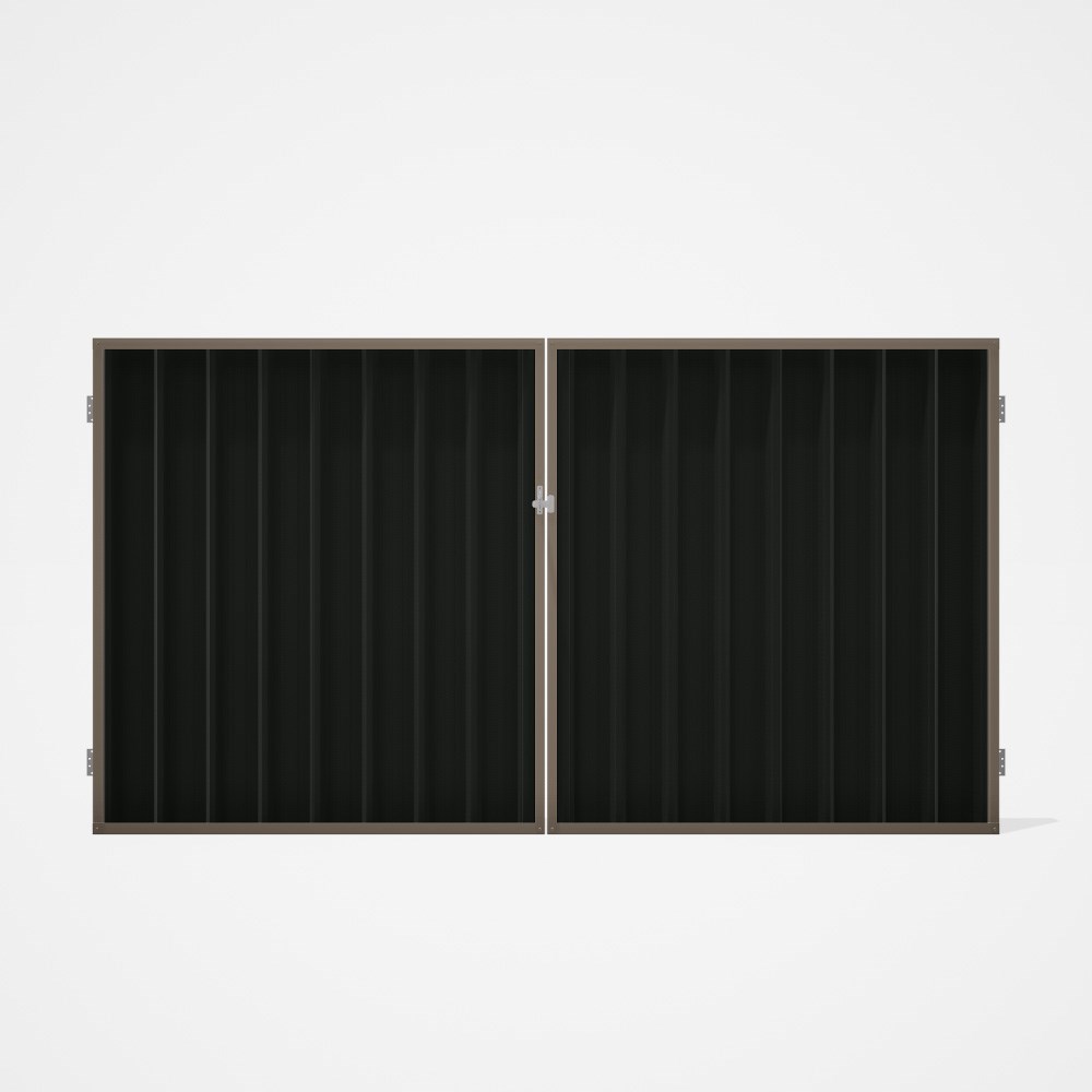 Good Neighbour® Superdek® Double Gate Standard .32 BMT 1.8m High Sheet: Slate Grey, Frame: Beige