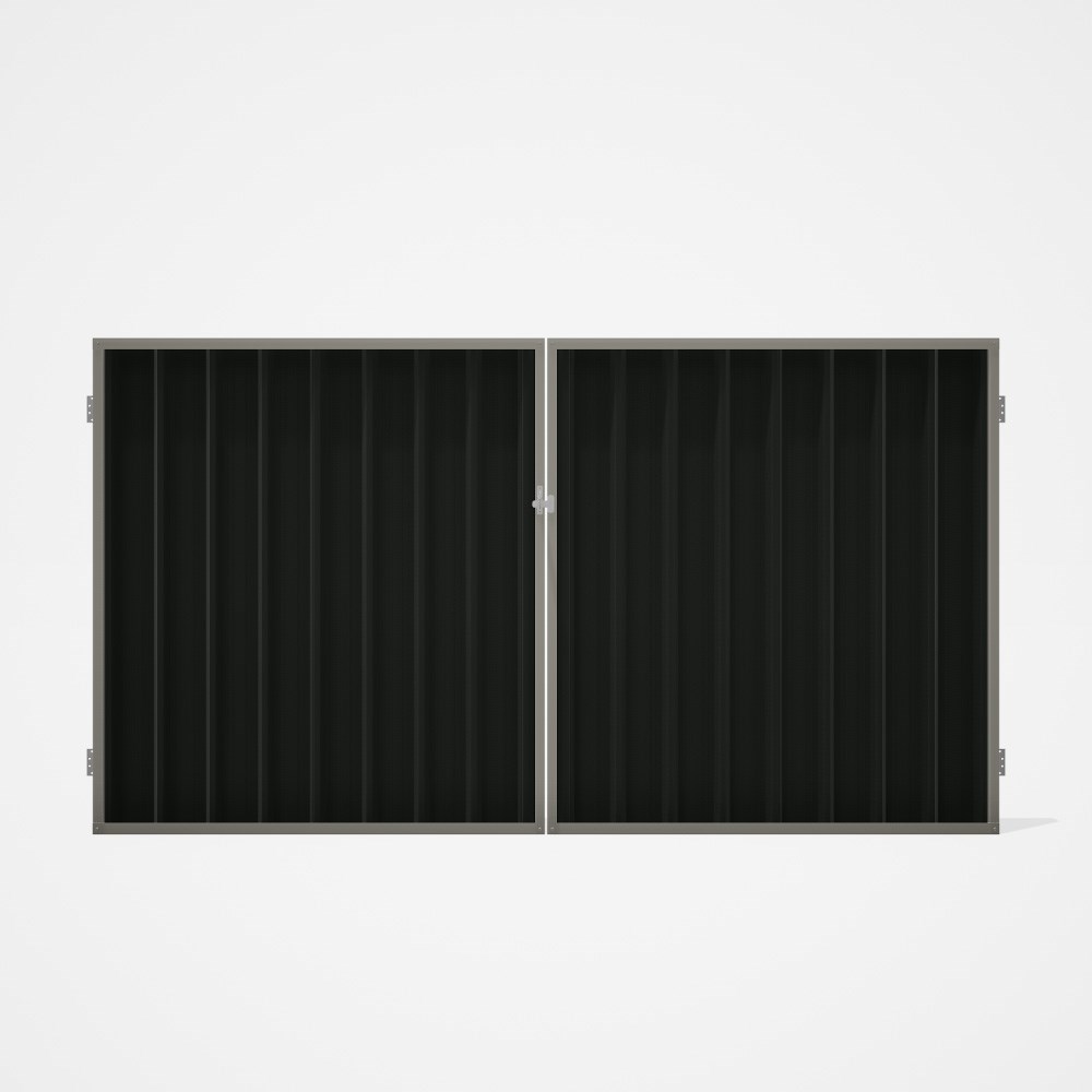 Good Neighbour® Superdek® Double Gate Standard .32 BMT 1.8m High Sheet: Slate Grey, Frame: Birch