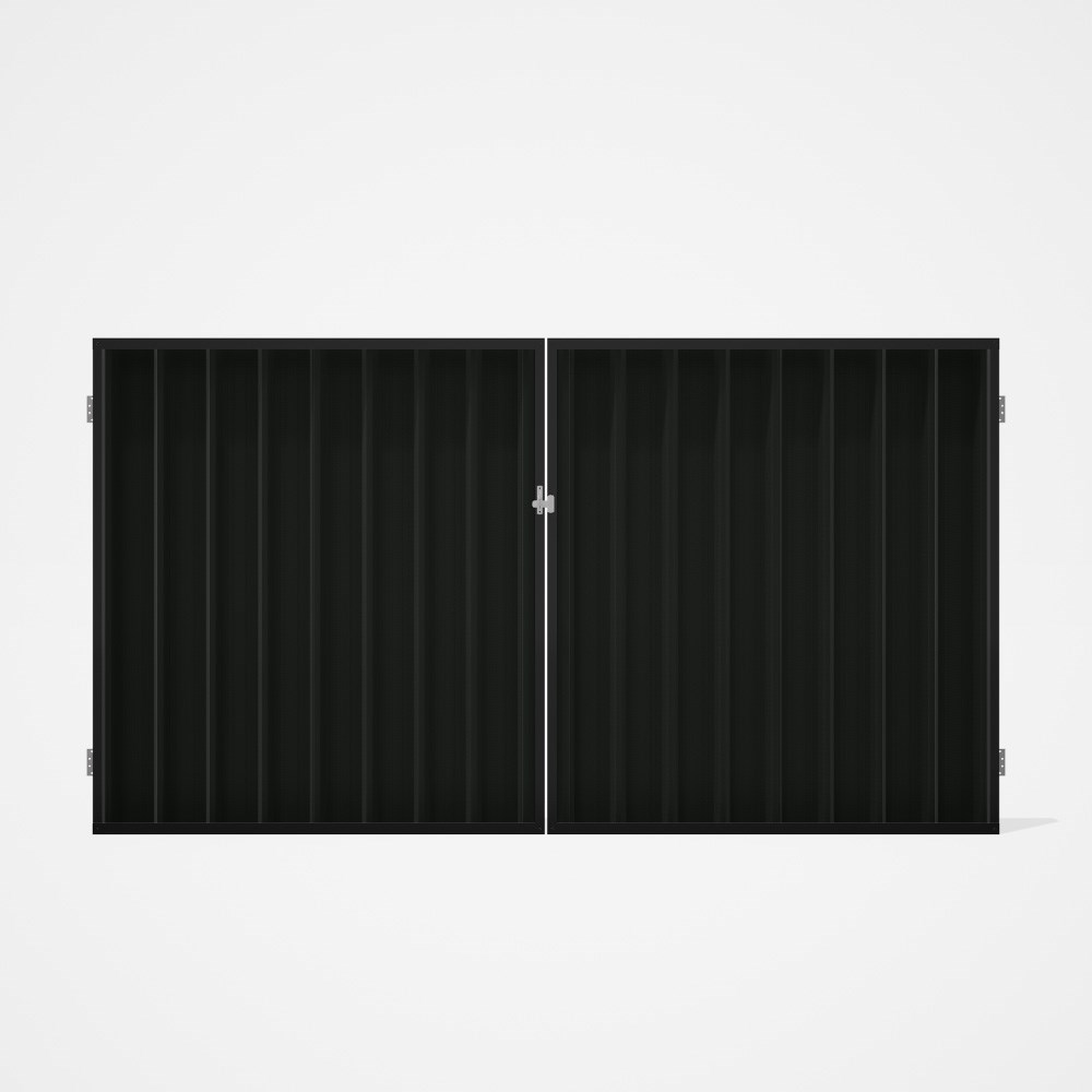 Good Neighbour® Superdek® Double Gate Standard .32 BMT 1.8m High Sheet: Slate Grey, Frame: Ebony