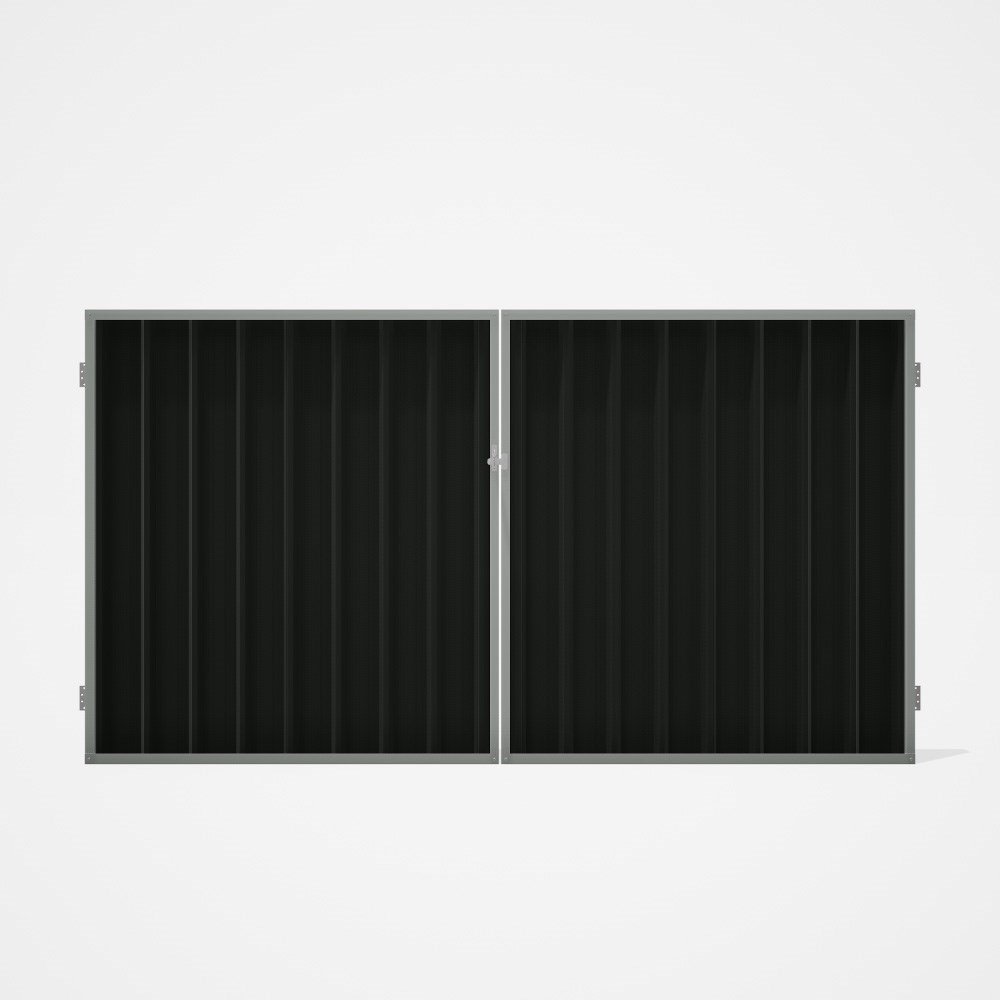 Good Neighbour® Superdek® Double Gate Standard .32 BMT 1.8m High Sheet: Slate Grey, Frame: Gull Grey
