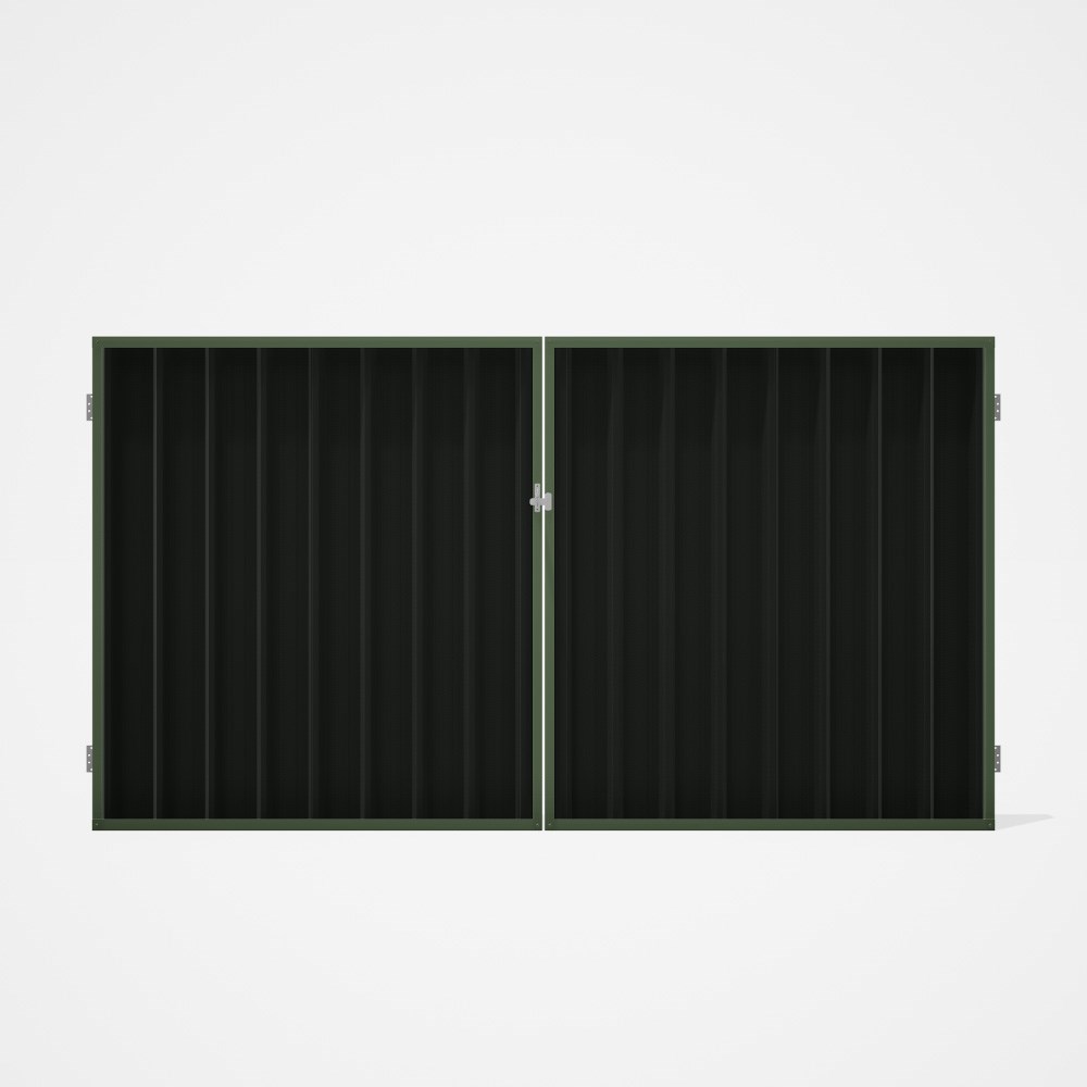 Good Neighbour® Superdek® Double Gate Standard .32 BMT 1.8m High Sheet: Slate Grey, Frame: Mist Gree