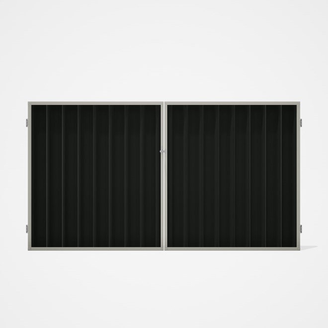 Good Neighbour® Superdek® Double Gate Standard .32 BMT 1.8m High Sheet: Slate Grey, Frame: Off White