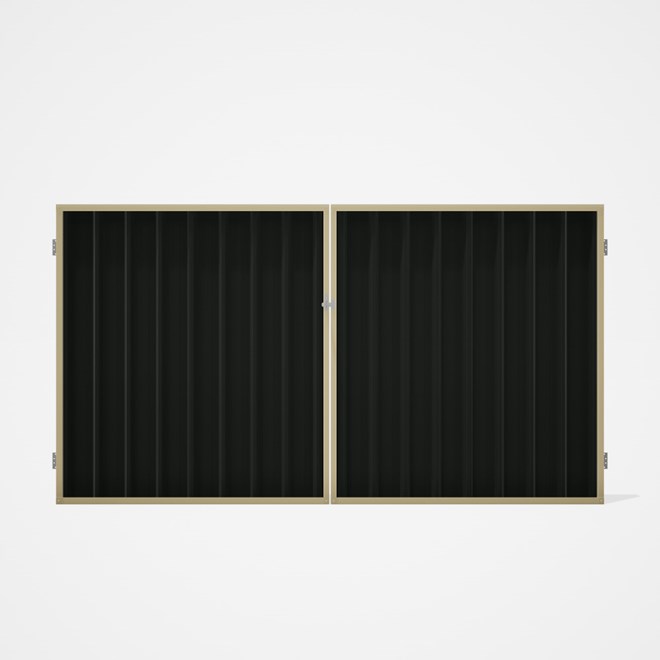 Good Neighbour® Superdek® Double Gate Standard .32 BMT 1.8m High Sheet: Slate Grey, Frame: Primrose