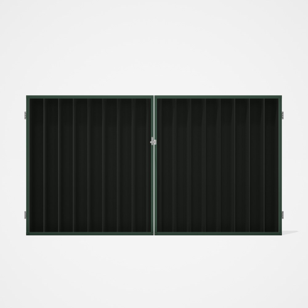 Good Neighbour® Superdek® Double Gate Standard .32 BMT 1.8m High Sheet: Slate Grey, Frame: Rivergum