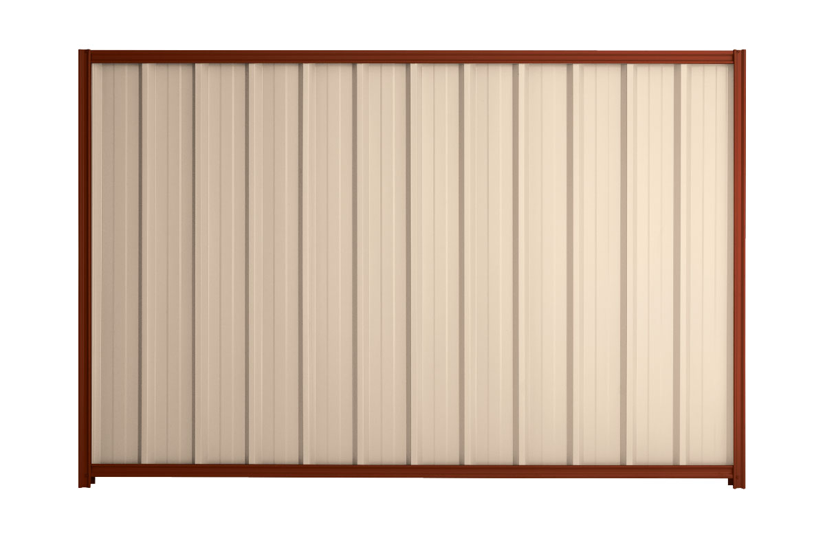 Good Neighbour Superdek 1500mm High Fence Panel Sheet: Merino, Post/Track: Heritage Red