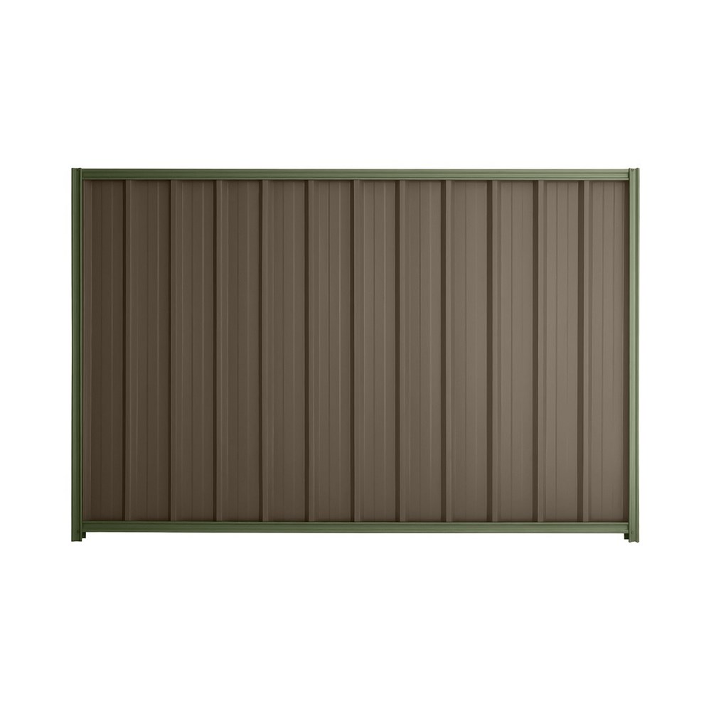 Good Neighbour® Superdek® 1200mm High Fence Panel Sheet: Banyan Brown Post/Track: Mist Green