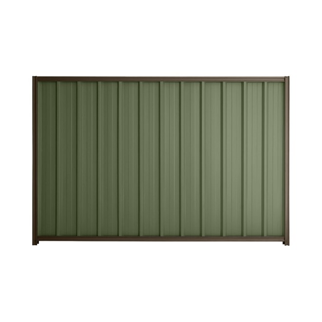 Good Neighbour® Superdek® 1200mm High Fence Panel Sheet: Mist Green Post/Track: Banyan Brown