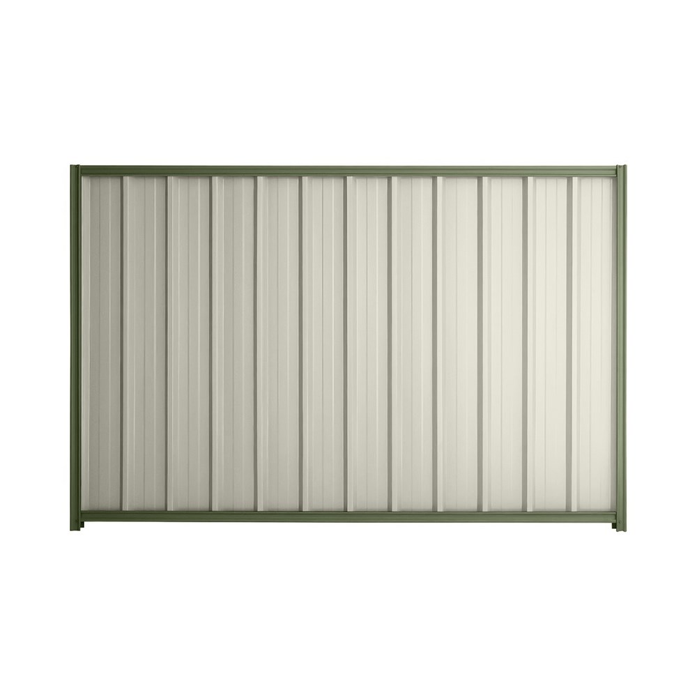 Good Neighbour® Superdek® 1200mm High Fence Panel Sheet: Off White Post/Track: Mist Green