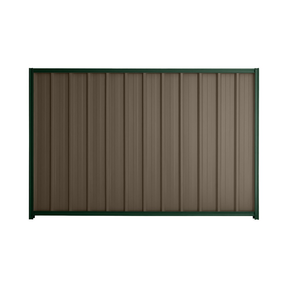 Good Neighbour® Superdek® 1500mm High Fence Panel Sheet: Banyan Brown Post/Track: Caulfield Green