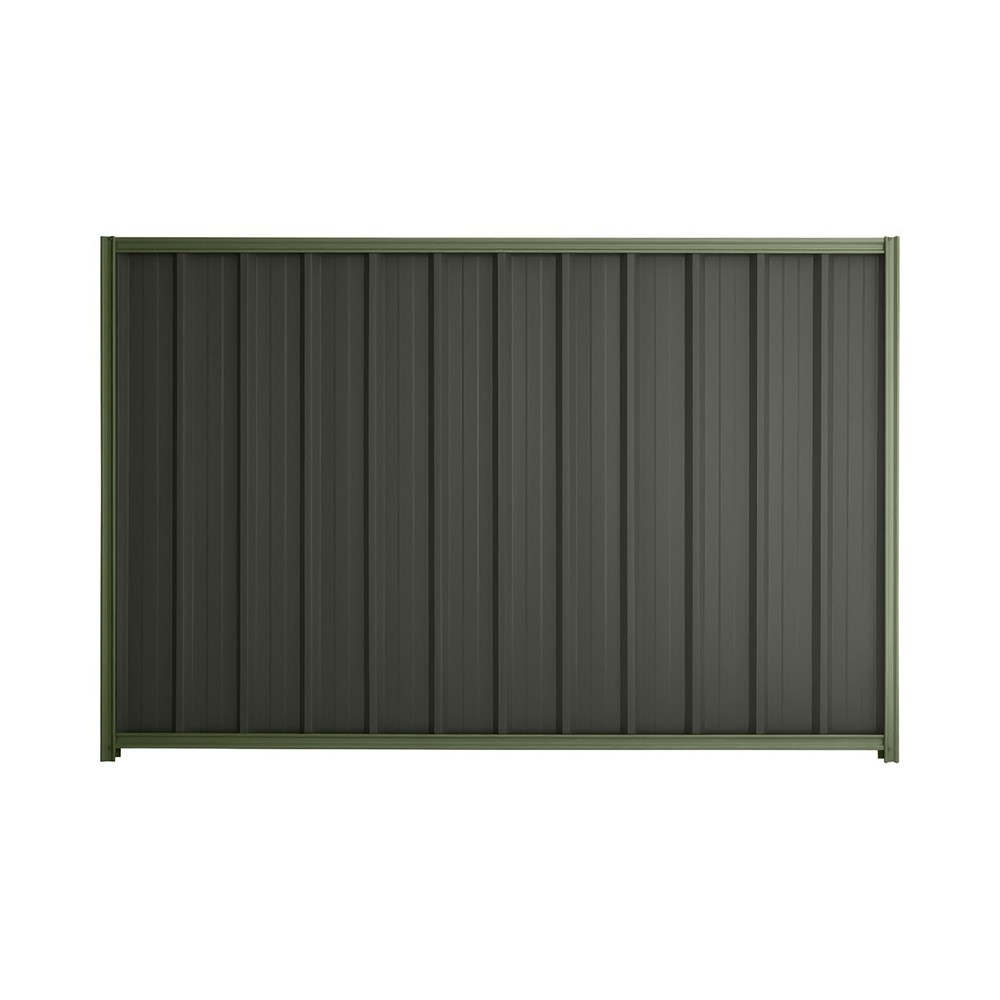 Good Neighbour® Superdek® 1500mm High Fence Panel Sheet: Slate Grey Post/Track: Mist Green