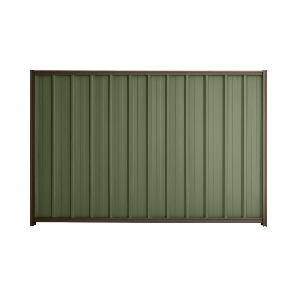 Good Neighbour® Superdek® 1800mm High Fence Panel Sheet: Mist Green Post/Track: Banyan Brown