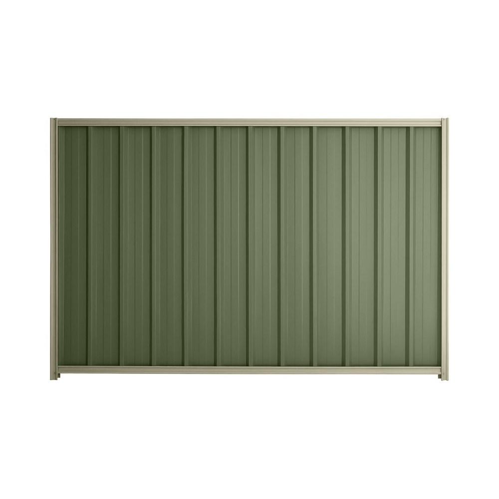 Good Neighbour® Superdek® 1800mm High Fence Panel Sheet: Mist Green Post/Track: Moss Vale Sand